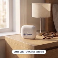 Latauskotelo yöpöydällä, 30 tuntia