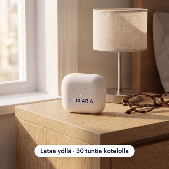 Latauskotelo yöpöydällä, 30 tuntia